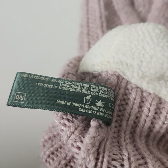 ROOTS | Wool mittens with pom pom blush pink OS - Picture 2 of 3